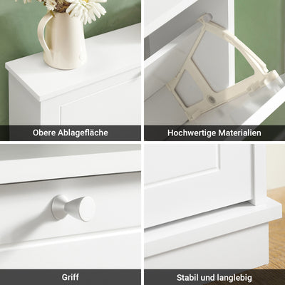 Prévente | SoBuy | Meuble à chaussures | Meuble à chaussures à 2 portes | Coffre à chaussures blanc | FSR99-W