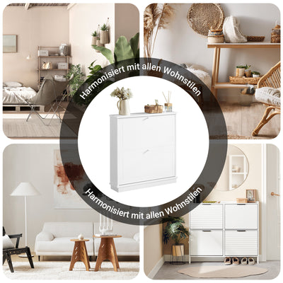 Prévente | SoBuy | Meuble à chaussures | Meuble à chaussures à 2 portes | Coffre à chaussures blanc | FSR99-W