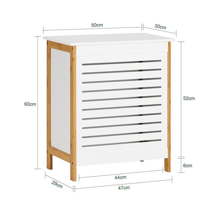 SoBuy | Wäschetruhe | Wäschesammler | Wäschekorb Natur-Weiß | FSS66-WN