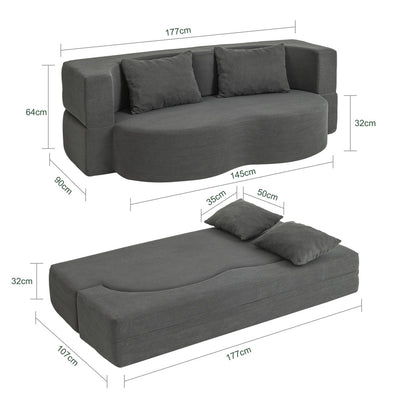 SoBuy | Schlafsofa & Schlafcouch in Dunkelgrau mit 2 Kissen | FST101-DG