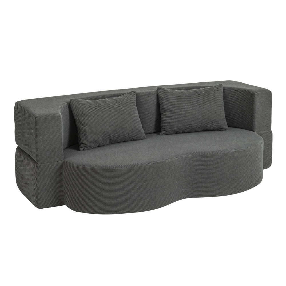 SoBuy | Schlafsofa & Schlafcouch in Dunkelgrau mit 2 Kissen | FST101-DG