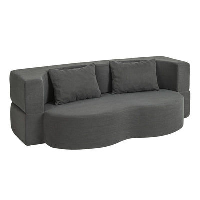 SoBuy | Schlafsofa & Schlafcouch in Dunkelgrau mit 2 Kissen | FST101-DG