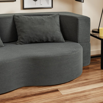 SoBuy | Schlafsofa & Schlafcouch in Dunkelgrau mit 2 Kissen | FST101-DG