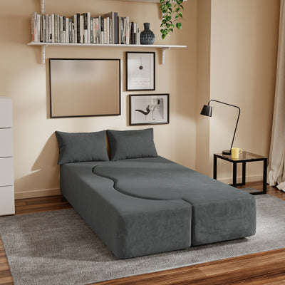 SoBuy | Schlafsofa & Schlafcouch in Dunkelgrau mit 2 Kissen | FST101-DG