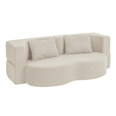SoBuy | Schlafsofa 2-Sitzer in Beige mit 2 Kissen | FST101-MI