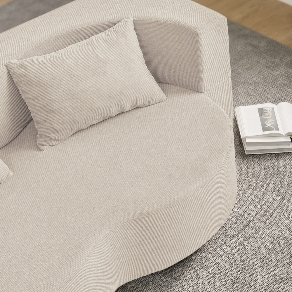SoBuy | Schlafsofa 2-Sitzer in Beige mit 2 Kissen | FST101-MI