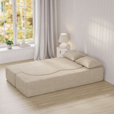 SoBuy | Schlafsofa 2-Sitzer in Beige mit 2 Kissen | FST101-MI
