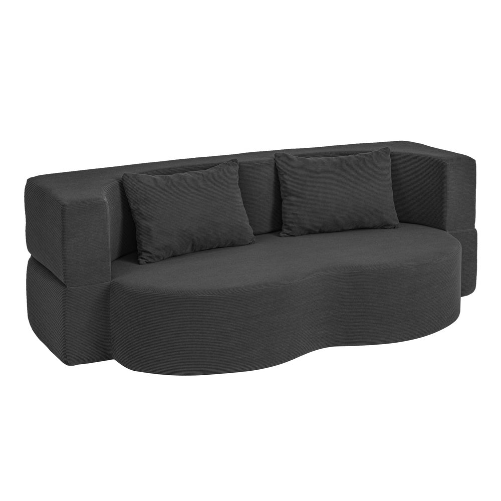 SoBuy | Schlafsofa klein mit Federkern & 2 Kissen Dunkelgrau | FST101-SCH