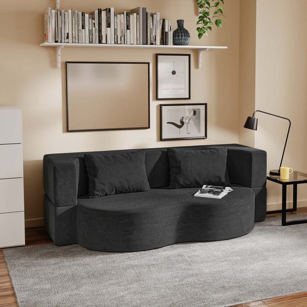 SoBuy | Schlafsofa klein mit Federkern & 2 Kissen Dunkelgrau | FST101-SCH