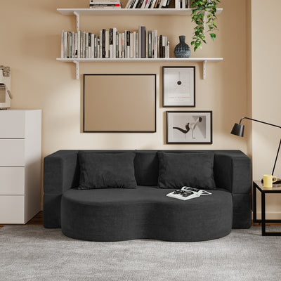 SoBuy | Schlafsofa klein mit Federkern & 2 Kissen Dunkelgrau | FST101-SCH
