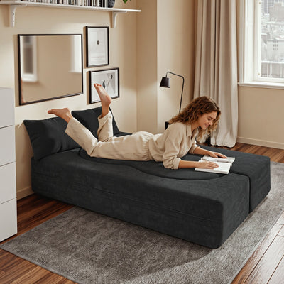 SoBuy | Schlafsofa klein mit Federkern & 2 Kissen Dunkelgrau | FST101-SCH
