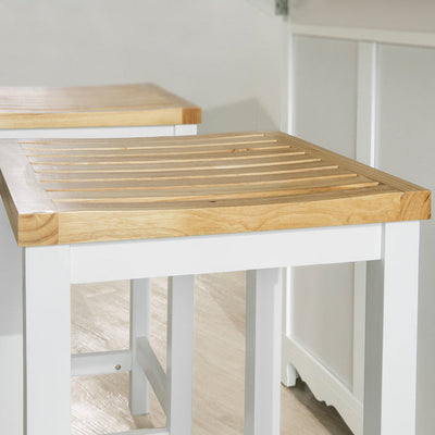 SoBuy | 2er Set Hocker | Holzstuhl | Küchenstuhl | Sitzhöhe 61cm | FST29-WNx2