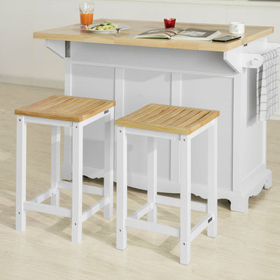 SoBuy | 2er Set Hocker | Holzstuhl | Küchenstuhl | Sitzhöhe 61cm | FST29-WNx2