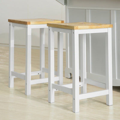 SoBuy | 2er Set Hocker | Holzstuhl | Küchenstuhl | Sitzhöhe 61cm | FST29-WNx2