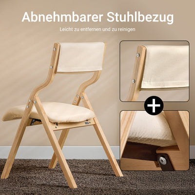 SoBuy | Set mit 2 Klappstühlen aus Holz | Küchenstuh | Schreibtischstuhl Kinder | Weiß | FST40-Wx2