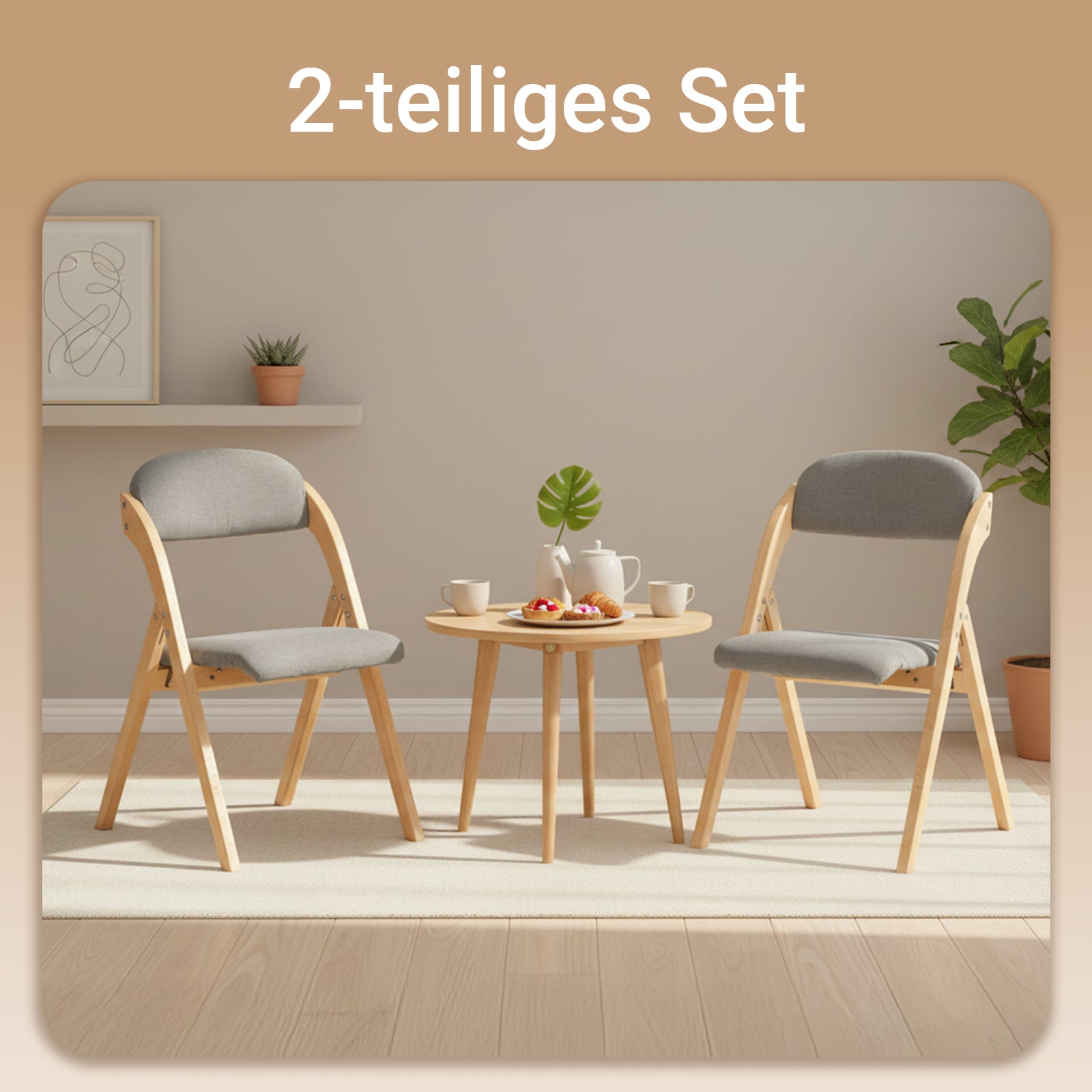 SoBuy | 2er Set Klappstuhl | Küchenstuhl l Schreibtischstuhl | Hellgrau | FST92-Nx2