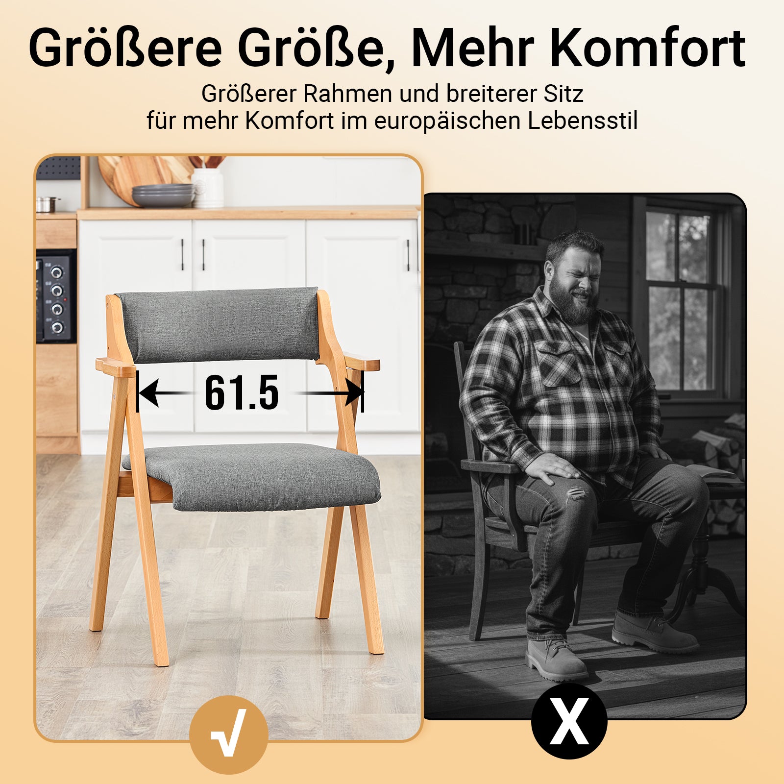SoBuy Klappstühle 2er Set Holz gepolstert Hellgrau FST98-HGx2