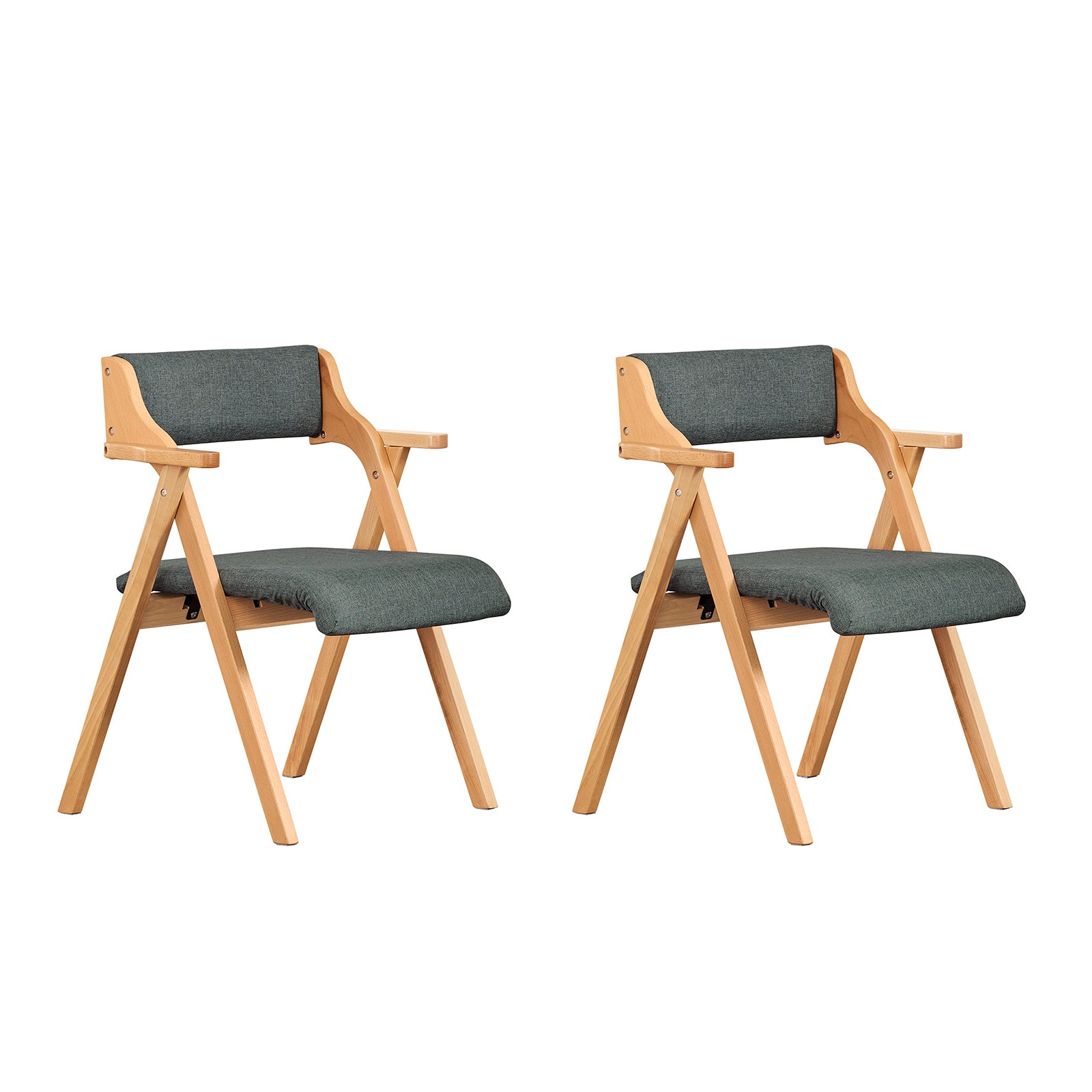 SoBuy Klappstühle 2er Set Vergrößerter&Verbreiterter Holz gepolstert Gunkelgrau FST98-SGX2