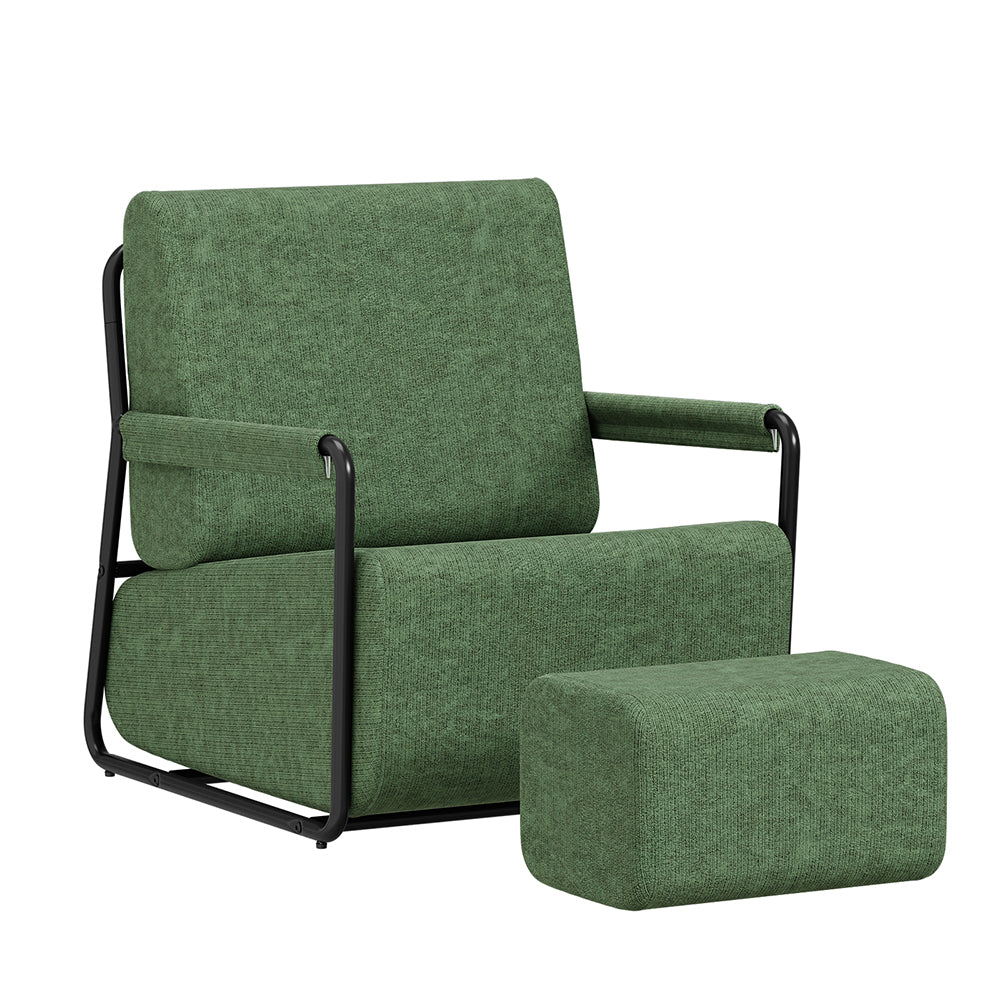 SoBuy | Relax-Sessel mit Hocker Dunkelgrün | FST99-SY