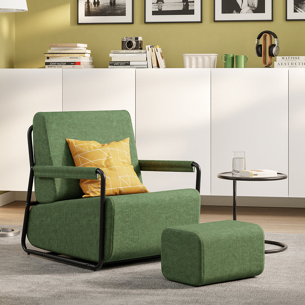 SoBuy | Relax-Sessel mit Hocker Dunkelgrün | FST99-SY