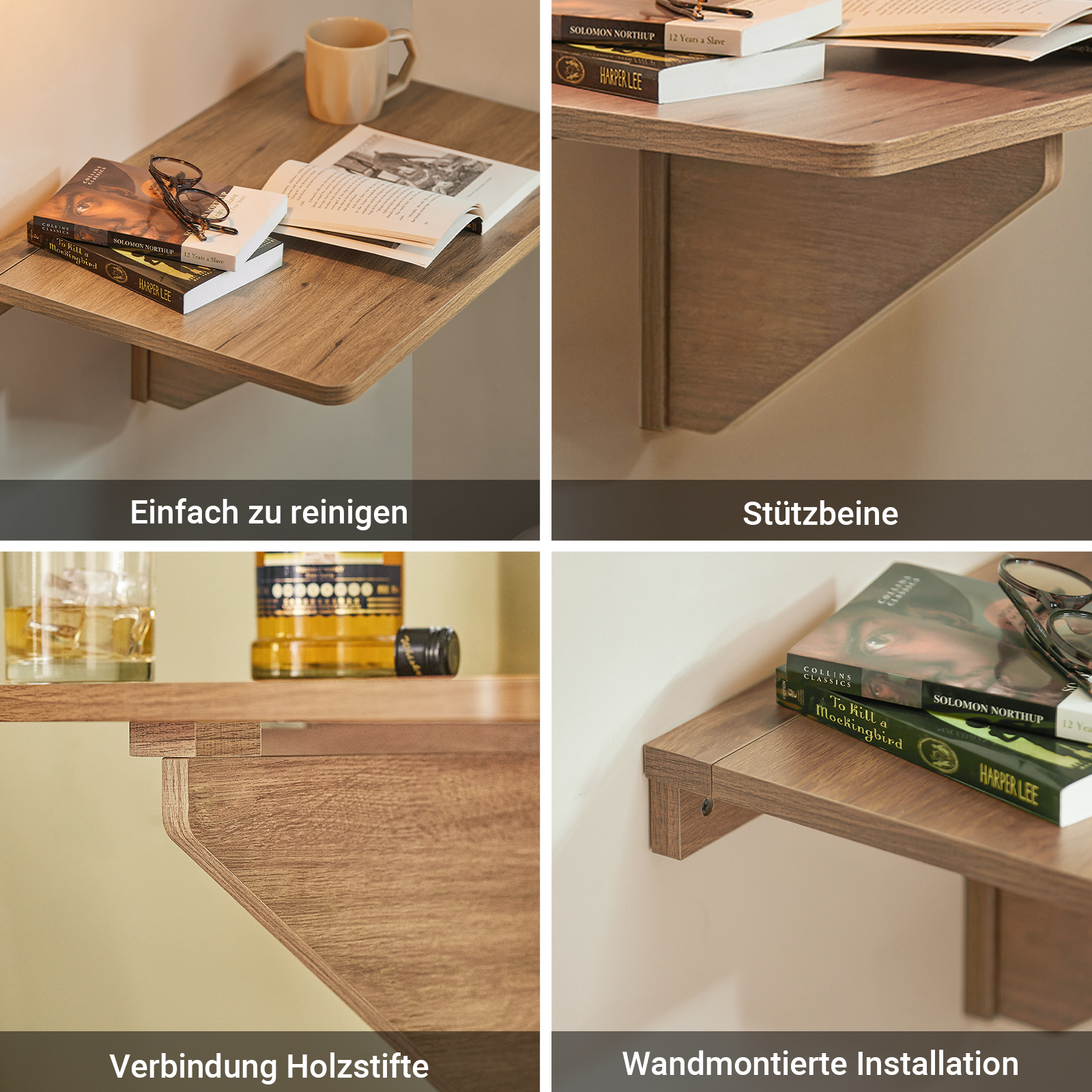 SoBuy | Table murale pliante | Table de cuisine | Bureau | Meuble enfant | Vintage | FWT03-PF
