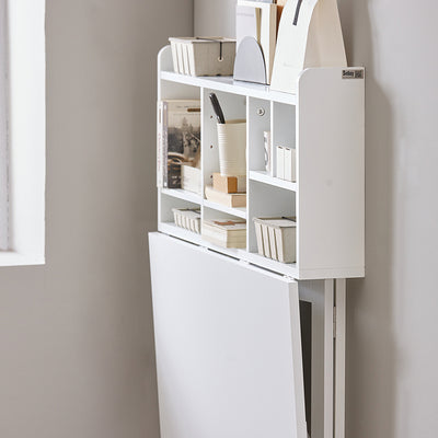 SoBuy | Table pliante murale avec étagère intégrée | Meuble mural | Table à manger | Blanc | FWT07-II-W
