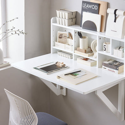 SoBuy | Tavolo a parete pieghevole con mensola integrata | Credenza da parete | Tavolo da pranzo | Bianco | FWT07-II-W