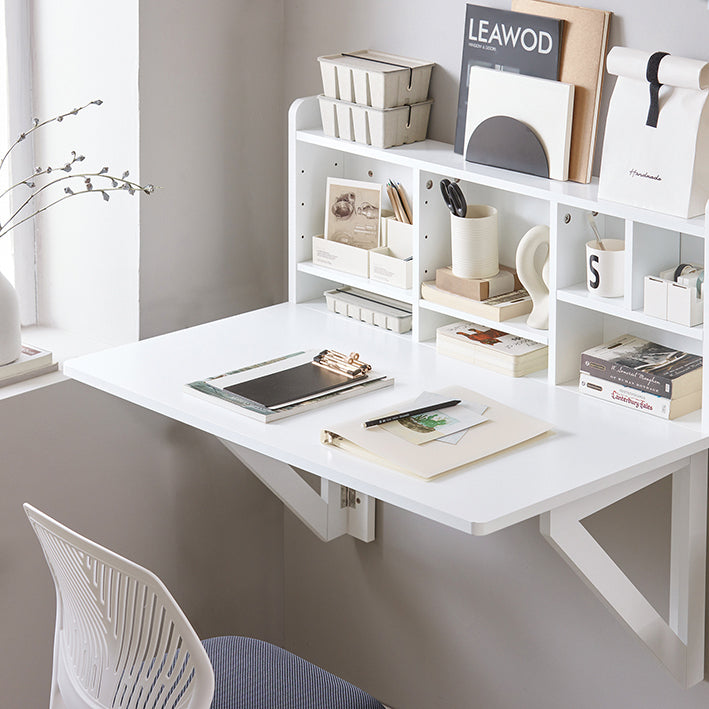 SoBuy | Tavolo a parete pieghevole con mensola integrata | Credenza da parete | Tavolo da pranzo | Bianco | FWT07-II-W