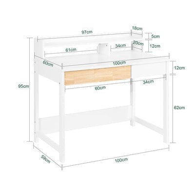 SoBuy | Bureau avec 2 étagères de rangement | Table d'ordinateur | Table de travail pour bureau à domicile | Blanc | FWT106-W
