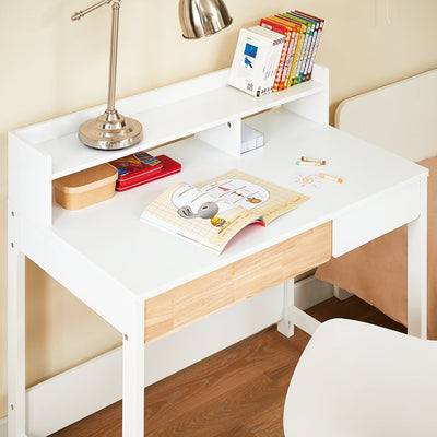 SoBuy | Bureau avec 2 étagères de rangement | Table d'ordinateur | Table de travail pour bureau à domicile | Blanc | FWT106-W