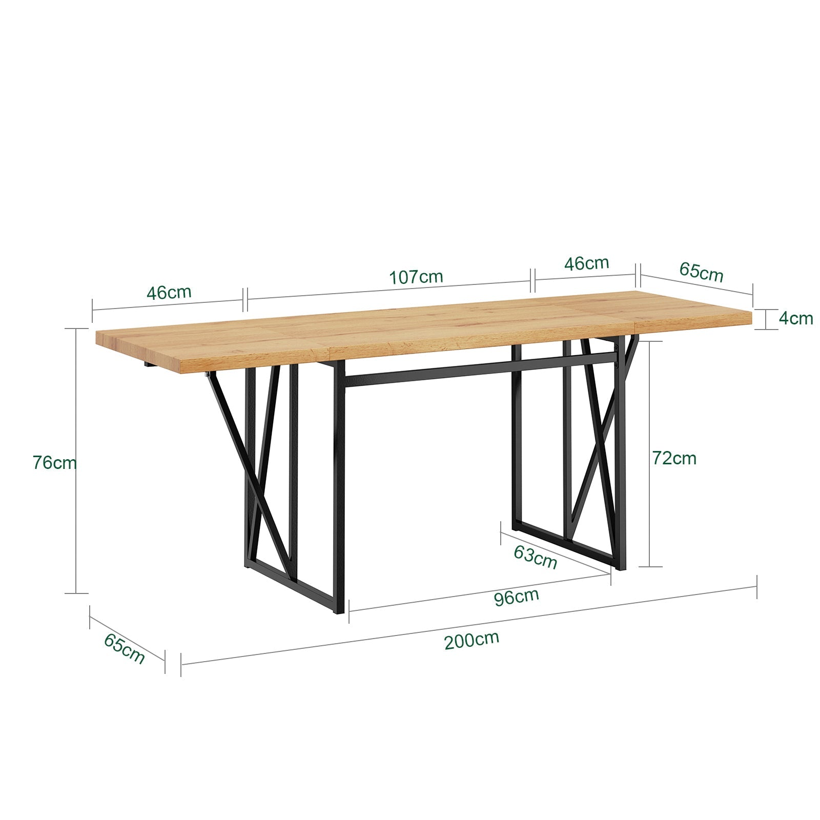 SoBuy Esstisch klappbar für 2-8 Personen Platzsparend 65x(110-200) x76cm FWT113-N