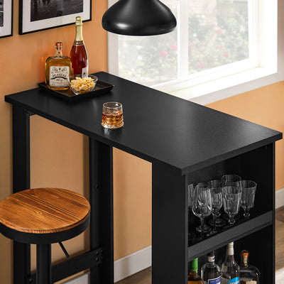 SoBuy | Table de bar/comptoir de cuisine | avec 3 étagères | Table haute | Table de cuisine noire | FWT17-II-SCH 