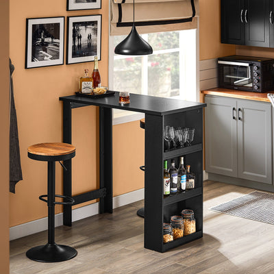 SoBuy | Küchentheke Bartisch | mit 3 Ablageflächen | Stehtisch | Küchentisch Schwarz | FWT17-II-SCH