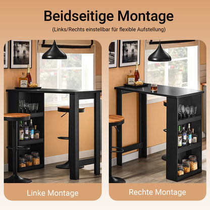 SoBuy | Küchentheke Bartisch | mit 3 Ablageflächen | Stehtisch | Küchentisch Schwarz | FWT17-II-SCH