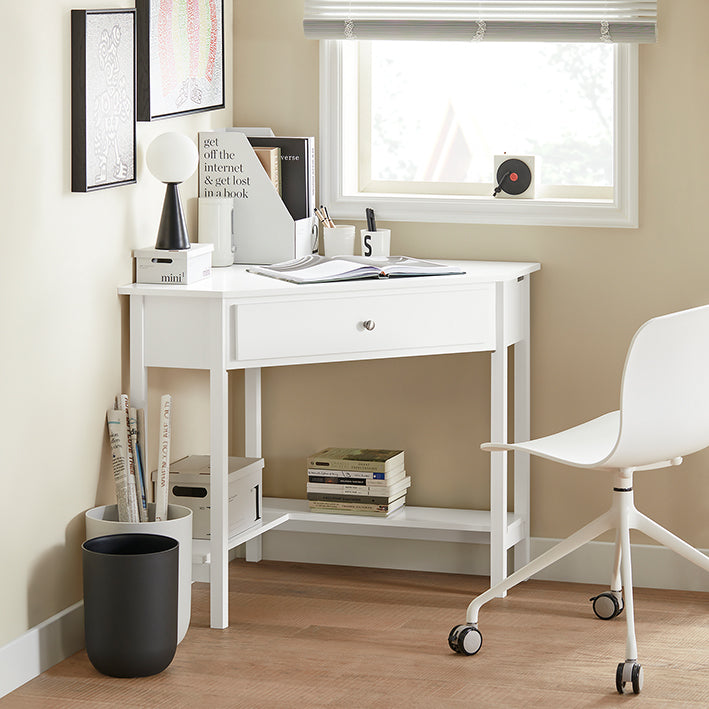 SoBuy | Scrivania ad angolo | Scrivania | Bianco | FWT31-W