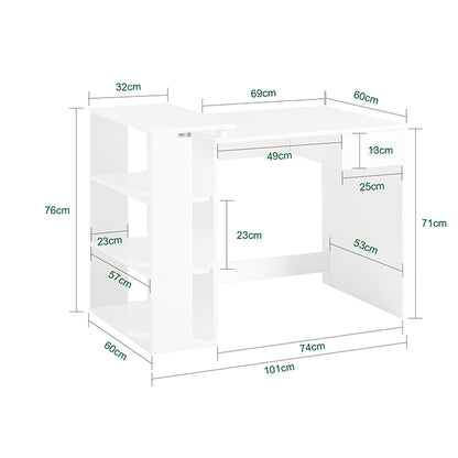 SoBuy | Schreibtisch Weiß | Schreibtisch mit Regal | Schreibtisch Kinder | FWT35-W