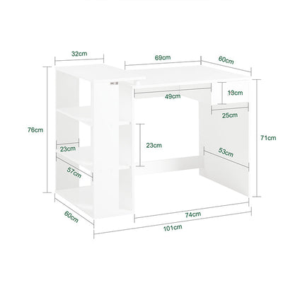 Prévente | SoBuy | Bureau Blanc | Bureau avec étagère | Bureau Enfant | FWT35-W