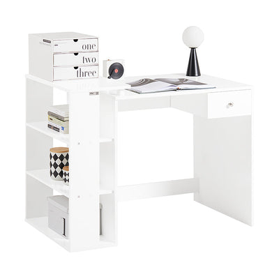 Prévente | SoBuy | Bureau Blanc | Bureau avec étagère | Bureau Enfant | FWT35-W