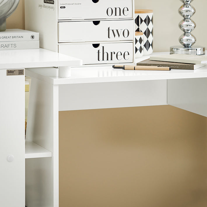 Prévente | SoBuy | Bureau Blanc | Bureau avec étagère | Bureau Enfant | FWT35-W