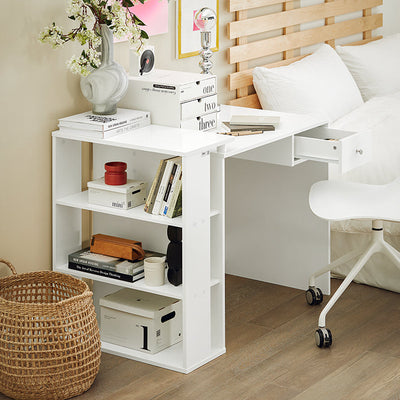 Prévente | SoBuy | Bureau Blanc | Bureau avec étagère | Bureau Enfant | FWT35-W