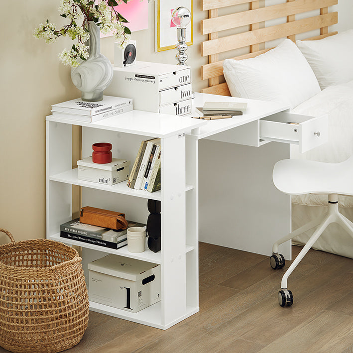 Prevendita | SoBuy | Scrivania Bianca | Scrivania con Scaffale | Scrivania per Bambini | FWT35-W