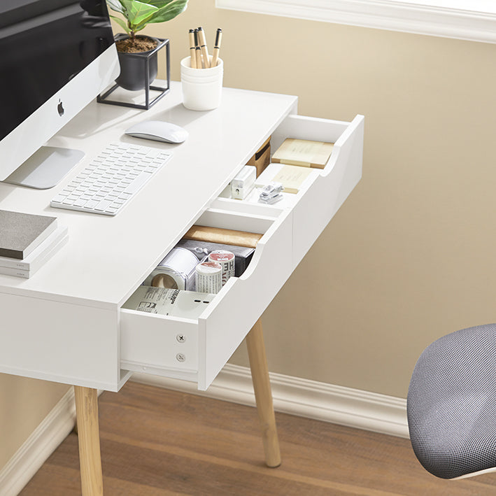 SoBuy | Bureau Blanc | avec tiroirs | Blanc FWT40-WN