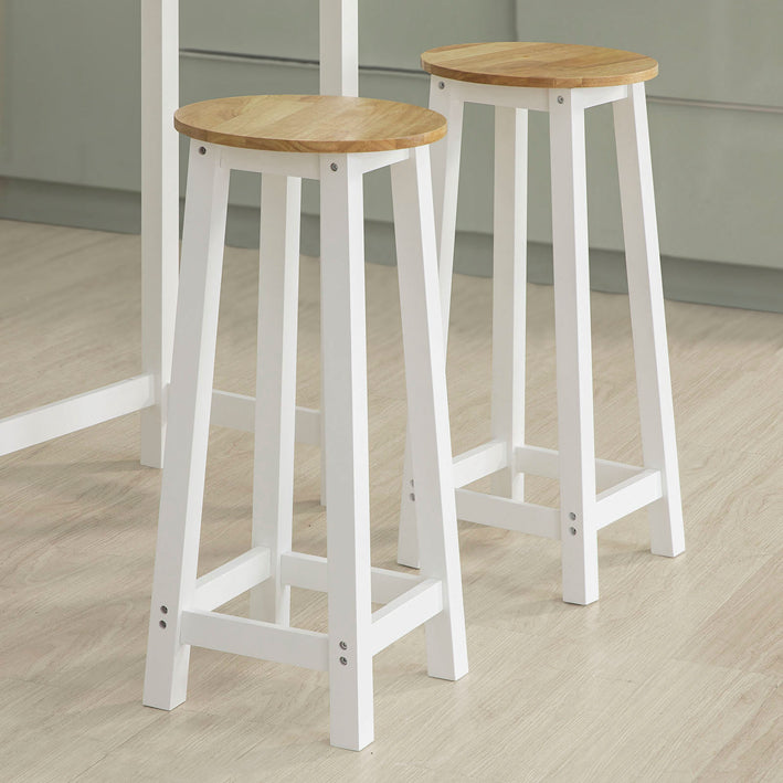 SoBuy | Bartisch mit 2 Barhockern | Weiß-Natur | FWT50-WN