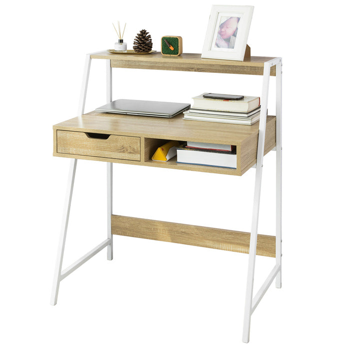 SoBuy | Scrivania | Tavolo da ufficio | Tavolo da lavoro | Bianco-Natura | FWT63-N