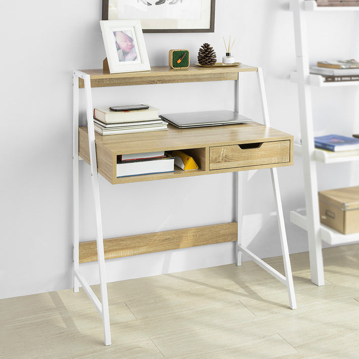 SoBuy | Scrivania | Tavolo da ufficio | Tavolo da lavoro | Bianco-Natura | FWT63-N