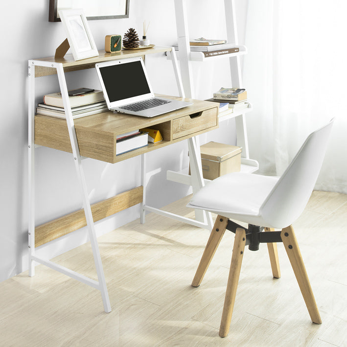 SoBuy | Scrivania | Tavolo da ufficio | Tavolo da lavoro | Bianco-Natura | FWT63-N