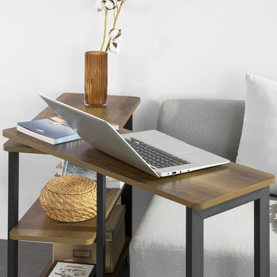 SoBuy | Table d'appoint en forme de L | Table basse | Bureau d'angle au design industriel | FWT83-PF