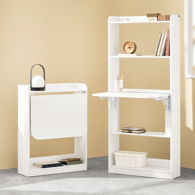 SoBuy | Klapptisch mit 5 Ablagen | Computertisch | Arbeitstisch | Weiß | FWT92-H-W