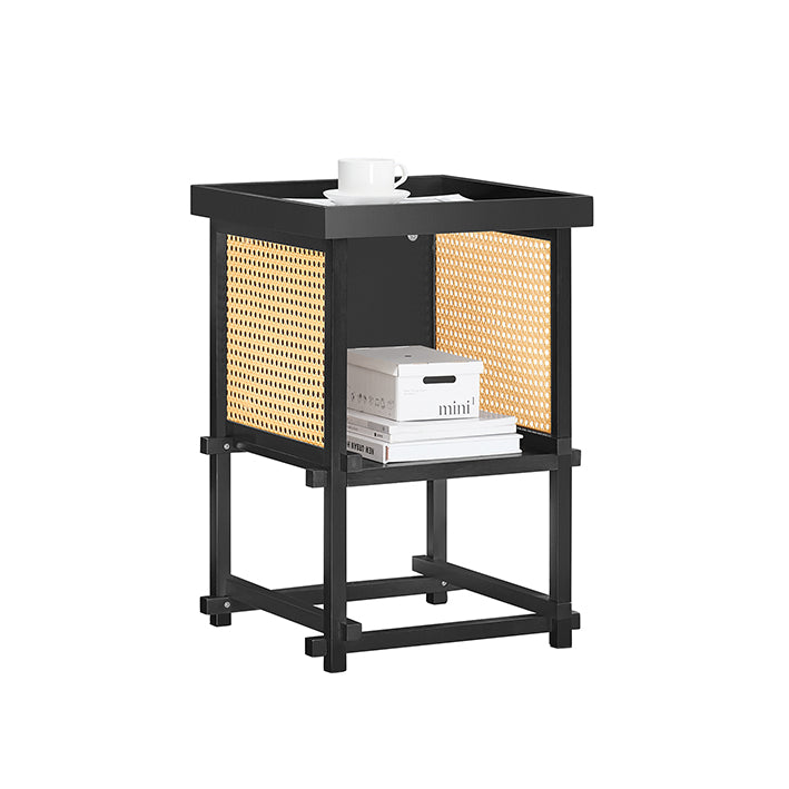 SoBuy | Table d'appoint à tenons et mortaises | Table basse | Table de chevet | Noir | HFBT03-SCH