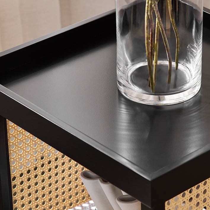SoBuy | Tavolino con giunti a tenone e mortasa | Tavolino da caffè | Comodino | Nero | HFBT03-SCH